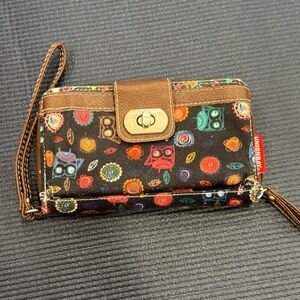 Colorful Owl Print Wristlet Wallet